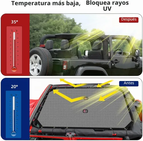 Vista 7 de RT-TCZ para Jeep JKU Parasol de malla para el techo de 4 puertas para Jeep Wrangler 2007-2017 JKU Top Bikini negro