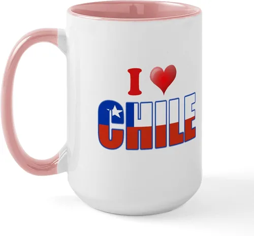 Vista 33 de CafePress Taza de café de cerámica extra grande de 15 oz (15.0 fl oz) con bandera de Chile