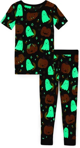 Vista 5 de Little Sleepies Conjunto de pijama de manga corta y pantalones, viscosa de Moonlit Magic (Negro)
