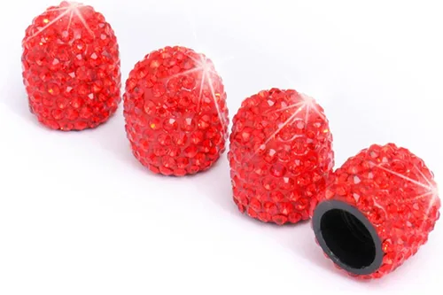 Vista 7 de Tapas de vástago de válvula de neumático Bling para automóvil, 4 piezas universales de tapas de vástago de válvulas de aire de neumáticos negras