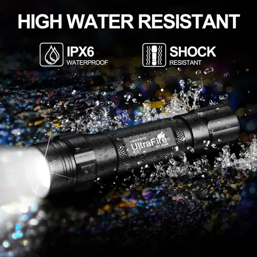 Vista 5 de ULTRAFIRE Linterna táctica con funda, linterna LED de un solo modo 1000 linterna de cinturón de trabajo de alto lumen con soporte, linternas