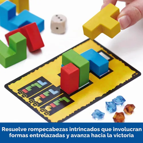 Vista 5 de Ubongo 3D Juego de rompecabezas geométrico con bloques tridimensionales Juego divertido para la familia Altamente rejugable Componentes