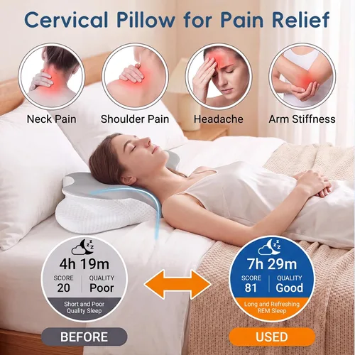 Vista 2 de Almohada cervical para dormir, almohada ergonómica para el cuello