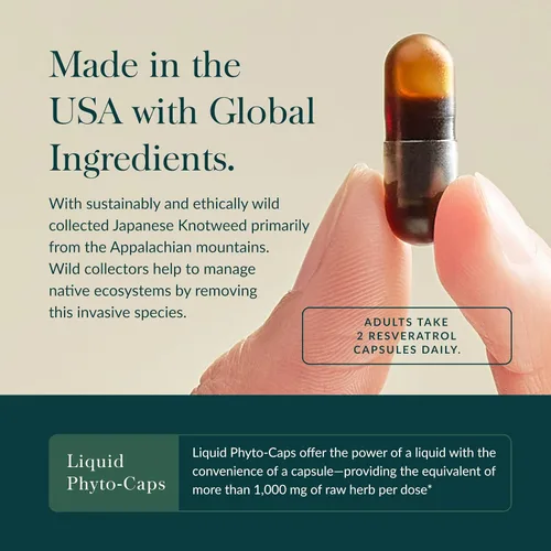 Vista 4 de Gaia Herbs Resveratrol - Suplemento antioxidante Beauty & Radiance - Hecho con Knotweed japonés - Contiene 150 mg de Trans-Resveratrol por porción