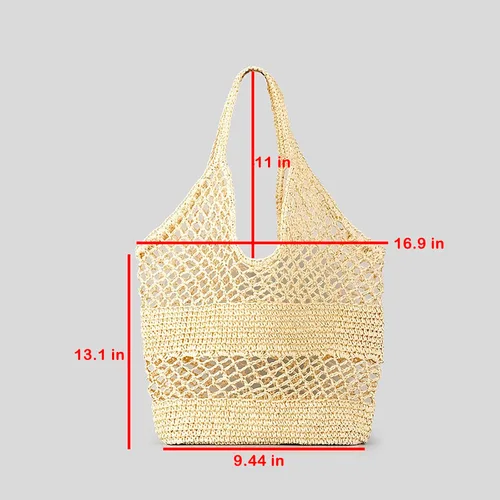 Vista 2 de QZUnique Bolso tejido de paja para mujer, bolso de hombro de verano, bolso de playa, hobo vacacional, bolso de mano de paja, Beige