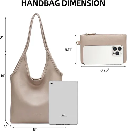 Vista 3 de Montana West Bolsos estilo hobo holgados para mujer, bolsos de hombro suaves de diseñador para mujer, bolso de mano con asa superior