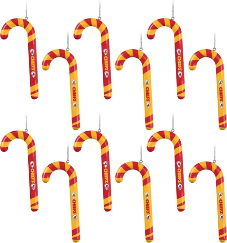 Vista 15 de NFL Team Logo 12 Pack Candy Cane Ornament Set