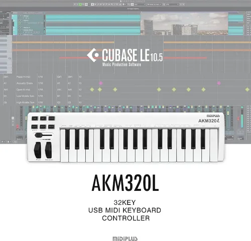Vista 2 de MIDIPLUS AKM320L Controlador de teclado MIDI, blanco, 32 teclas