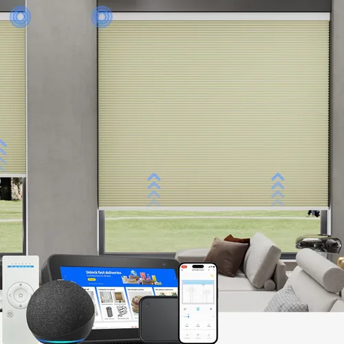 Vista 20 de MYshade Persianas celulares de tamaño personalizado, persianas opacas sin cordones para dormitorio, baño, sala de estar, control de luz, persianas
