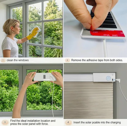 Vista 2 de 1 panel solar de 1.3 W5.5 V, adecuado para persianas eléctricas, persianas inteligentes, enchufe USB-C, generación de energía solar móvil, instalado