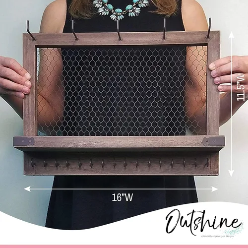 Vista 7 de OUTSHINE Organizador de joyas para colgar en la pared organizador de joyas rústico para colgar en la pared organizador de montaje en pared
