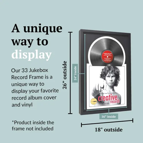 Vista 2 de Creative Picture Frames Marco de vinilo Jukebox de 16 x 24 pulgadas con doble paspartú, marco de álbum de discos LP para decoración de pared
