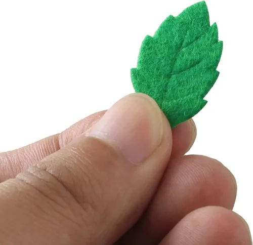Vista 4 de Hojas de tela falsas, 100 hojas de tela artificiales verdes para álbumes de recortes, proyectos de manualidades, boda, decoración de fiestas, hojas