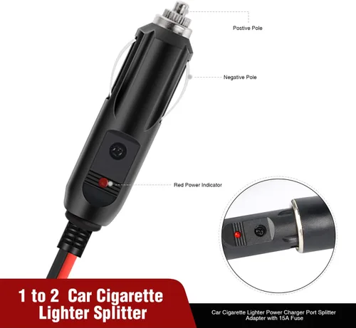 Vista 3 de Nilight Enchufe divisor para encendedor de cigarrillos de automóvil, división de 2 vías, 1 puerto a 2 puertos de corriente continua, adaptador