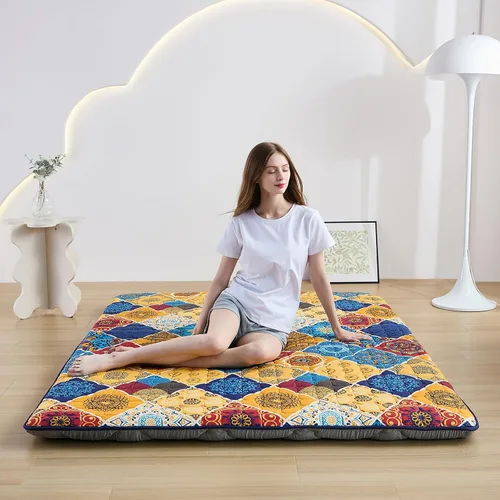 Vista 8 de Zelladorra Japanese Floor Mattress Twin, Anti-Slip Japanese Futon Roll Up Tatami Mat for Guests, Black