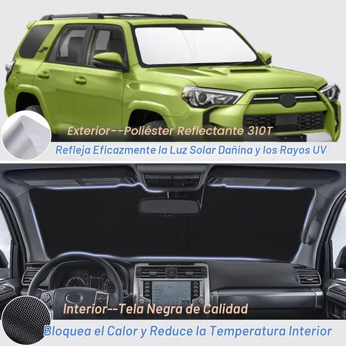 Vista 2 de Parasol a medida para parabrisas compatible con Toyota 4Runner 2010-2022 2023 2024, accesorios, bloquea los rayos UV, protector de visera de sol