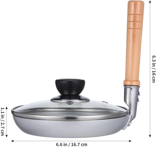 Vista 3 de Angoily Sartén japonesa Tamagoyaki con tapa, 7.32 x 6.57 x 6.57 pulgadas, sartén antiadherente para cocinar huevos Oyakodon con mango vertical