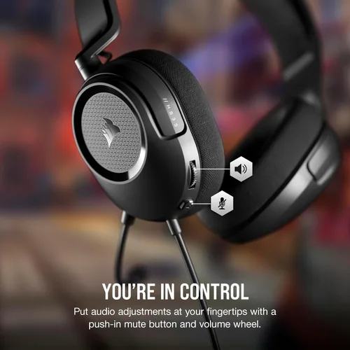 Vista 7 de Corsair HS35 v2 Auriculares con cable para juegos multiplataforma – Micrófono omnidireccional flexible – Conexión universal de 3.5mm – PC, Mac, PS5
