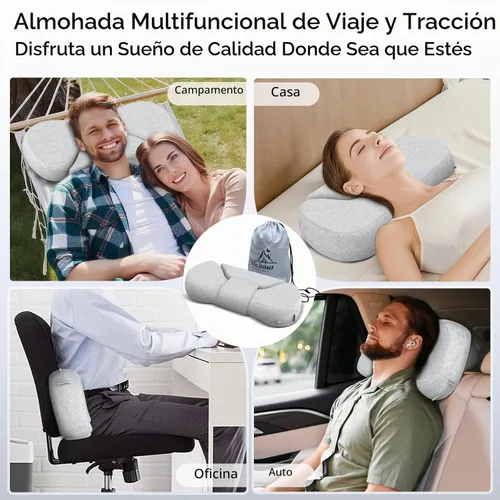 Vista 7 de Almohada cervical cervical, di adiós al dolor de cuello, almohada de apoyo de cuello de viaje para dormir de lado, almohada ergonómica de espuma Gris