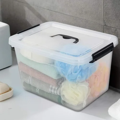 Vista 6 de Caja de almacenamiento de plástico de 12 cuartos de galón, contenedor de almacenamiento con asa, 1 paquete