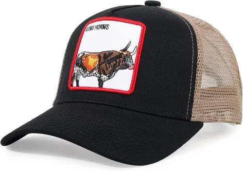 Vista 11 de Gorra de camionero para hombre con animal, gorra ajustable con cierre de presión, gorra de béisbol bordada, malla transpirable, parche cuadrado