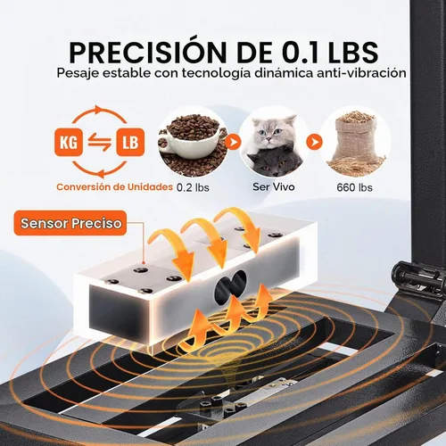 Vista 3 de VEVOR Báscula de plataforma digital para computación, carga de 660 libras, báscula de piso de computación de precisión de 0.1 libras con LB/kg