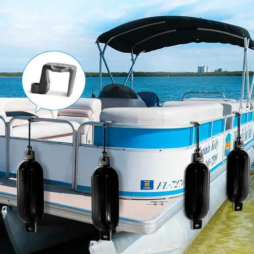 Vista 6 de Pontón - Clips para guardabarros para barcos para parachoques, soportes para boya y abrazadera/ajustador para rieles cuadrados, plástico ABS