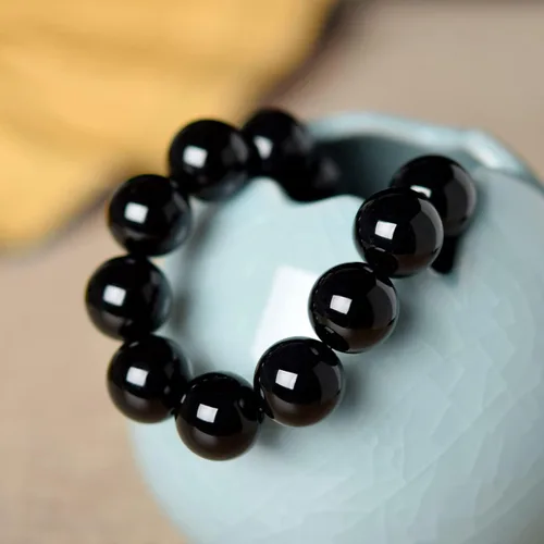 Vista 6 de Dczosily Pulsera de ónix natural para hombres y mujeres, hecha a mano, pulsera elástica con cuentas de ágata de cristal, joyería curativa