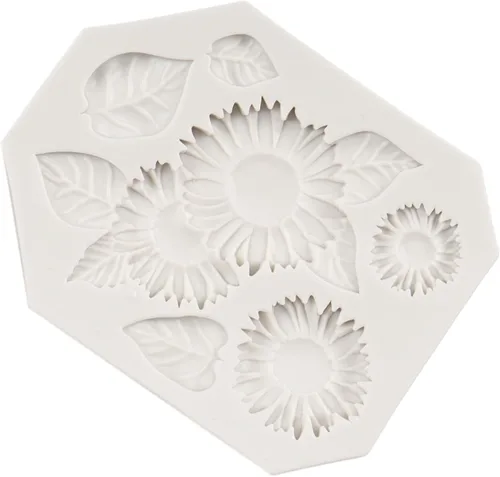 Vista 6 de Moldes de silicona de girasol para fondant de hojas de girasol para decoración de pasteles de caramelo de chocolate, decoración de cupcakes, pasta