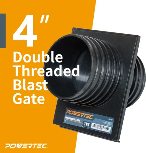 Vista 2 de POWERTEC 70192-P2, compuerta de regulación de tiro de 4" de doble rosca para colector de polvo, accesorios de colección de polvo, 2 piezas Puerta