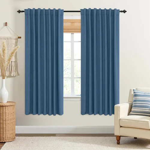 Vista 115 de KOUFALL - Cortinas de medio estilo francés de lino para ventana, juego de 2 cortinas cortas de 40 pulgadas de longitud, para privacidad, cortinas