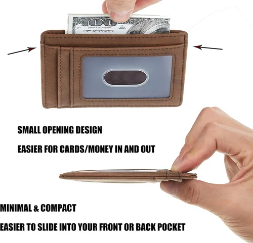 Vista 4 de Cartera Chelmon Slim RFID - Cartera de bolsillo frontal minimalista para tarjetas de crédito delgadas