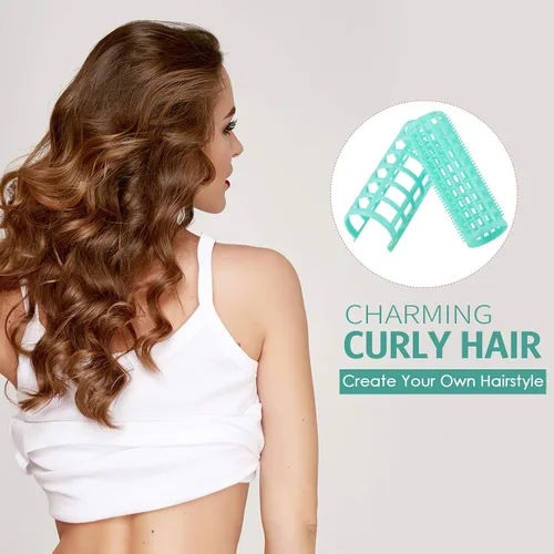 Vista 6 de Syhood 24 rodillos para el cabello, rodillos de plástico de tamaño pequeño con peine de acero para herramientas de peluquería cortas y largas