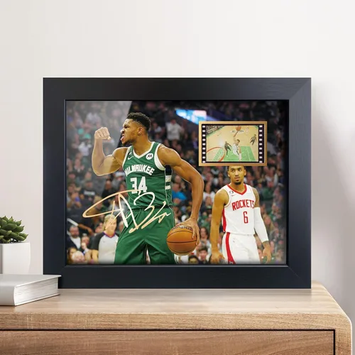 Vista 5 de sufenvera Póster para fanáticos del baloncesto – Impresión firmada de Giannis Antetokounmpo enmarcada mini película fotográfica, gran regalo