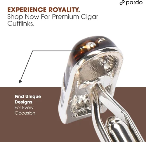 Vista 3 de Pardo Cigar Gemelos de metal marrón para hombres, perfectos para atuendo formal o de negocios, grandes regalos para padrino, novio, padre, jefe