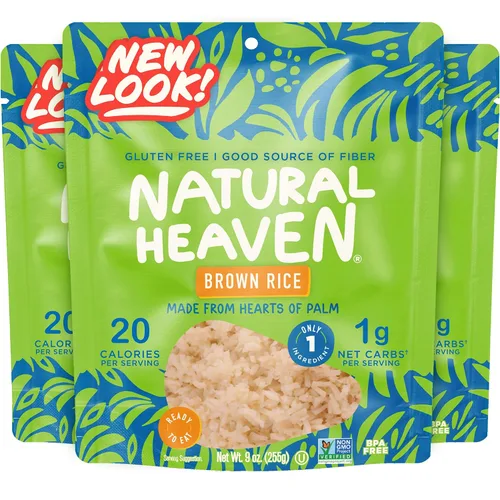 Vista 10 de Natural Heaven Corazones de arroz integral Sin gluten 0.14 oz de carbohidratos Alta fibra Keto Paleo Vegano - envasado al vacío