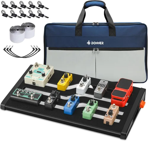 Vista 11 de Donner Estuche de Pedalera de Guitarra DB-2 Pedalera de Aluminio 20'' x 8'' con Bolsa