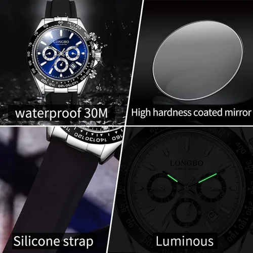 Vista 5 de devaco Relojes luminosos del cronógrafo del calendario de los hombres, relojes de moda de los hombres
