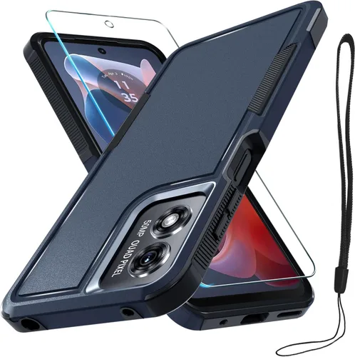 Vista 35 de Funda compatible con Moto G 5G 2024, cuerpo completo, resistente, resistente, a prueba de golpes, con correa de cordón, protector de pantalla
