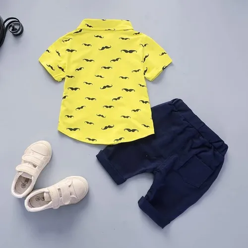 Vista 3 de Ropa de traje de caballero de verano para niños pequeños amarillo 12 meses
