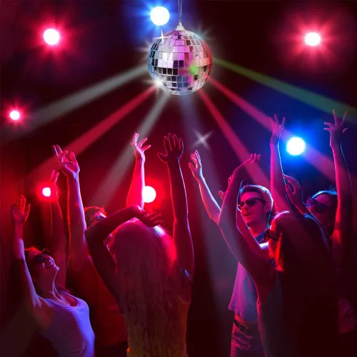 Vista 6 de ArtCreativity Bola de discoteca de espejo de 4 pulgadas, bola de discoteca plateada con cuerda para colgar para fiestas, cumpleaños y bodas