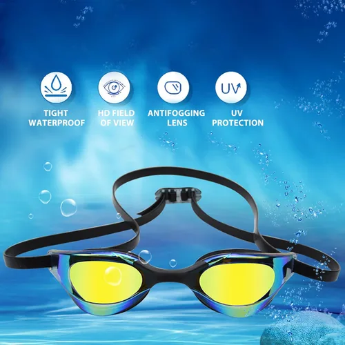 Vista 3 de Gafas de natación para adultos sin fugas Protección UV que compite con gafas de alta resolución