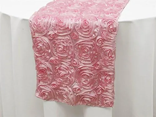 Vista 9 de Runner Linen Factory - Mantel rectangular de satén 3D con roseta grandiosa para decoración de bodas, fiestas y eventos de Runner Linen Factory Rosa
