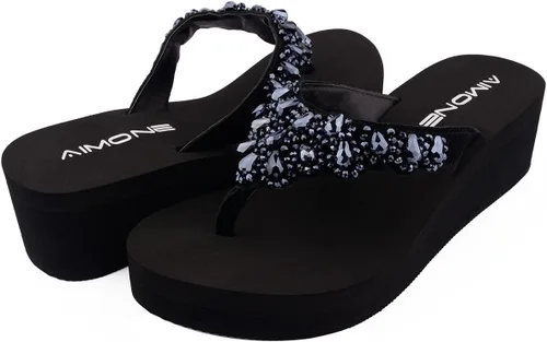 Vista 6 de AIMONE Printemps - Tangas de tacón medio con diamantes de imitación para mujer