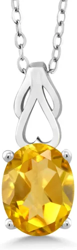 Vista 137 de Gem Stone King Collar de plata de ley 925 con piedra natal ovalada de 0.354 x 0.276 in Collar con colgante solitario para mujer Con cadena