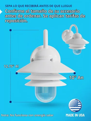 Vista 2 de KastLite Aplique Náutico de Pared para Exteriores - Farol Costero No Metálico Resistente al Óxido e Impermeable - Luminaria Certificada UL