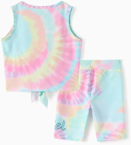 Vista 7 de Disney Stitch, Frozen, Minnie Mouse, Princesa, Winnie Tank Top+Shorts Dolphin para niñas, conjunto deportivo de entrenamiento de verano
