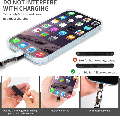 Vista 7 de HOTEMIA Cordón para teléfono y correas para la muñeca, cordón para celular ajustable cruzado con billetera desmontable, cordón para iPhone de 8mm