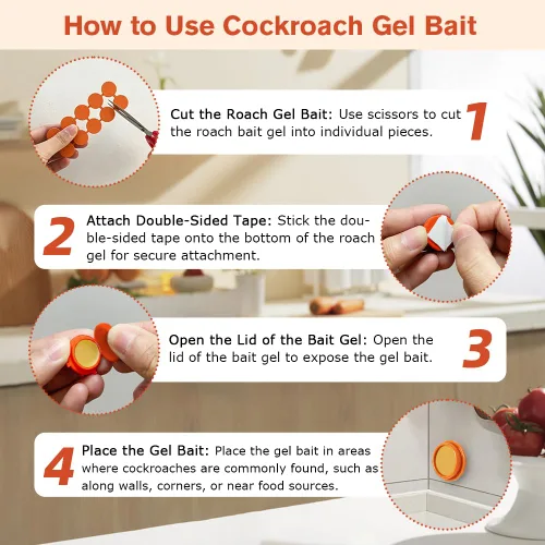 Vista 5 de Paquete de 80 cebo de gel para cucarachas, solución de infestación de cebo de gel de cucaracha altamente eficaz, mata cucarachas de acción rápida