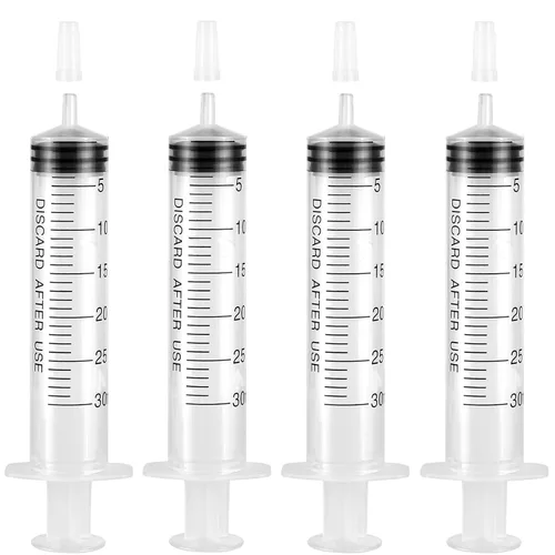 Vista 13 de Paquete de 4 jeringas de 100 ml, jeringa de jardín de plástico grande para laboratorios científicos, medición de nutrientes, riego, relleno